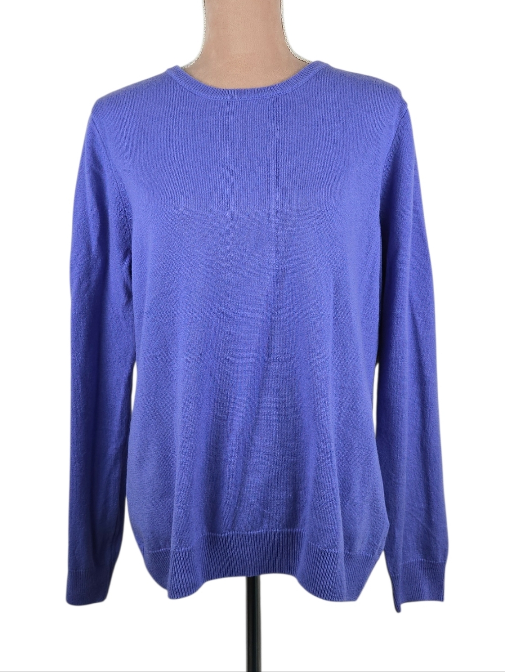 WoolOvers Cashmere and Merino Crew Neck Knitted Sweater Periwinkle Size Large